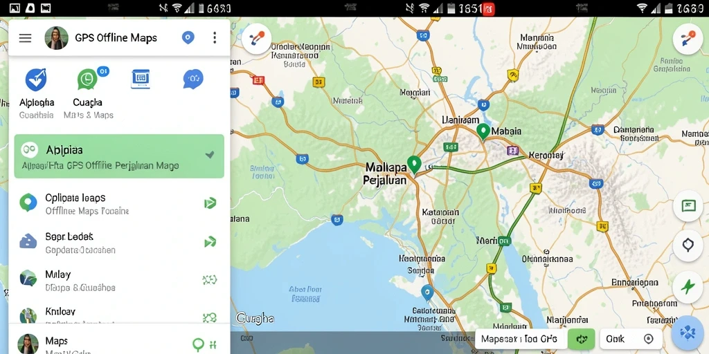 Antarmuka aplikasi GPS Offline 66K yang user-friendly dan informatif.
