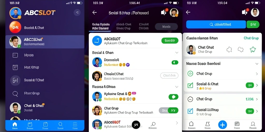 Tampilan antarmuka aplikasi Chat Grup ABCSLOT yang menarik.