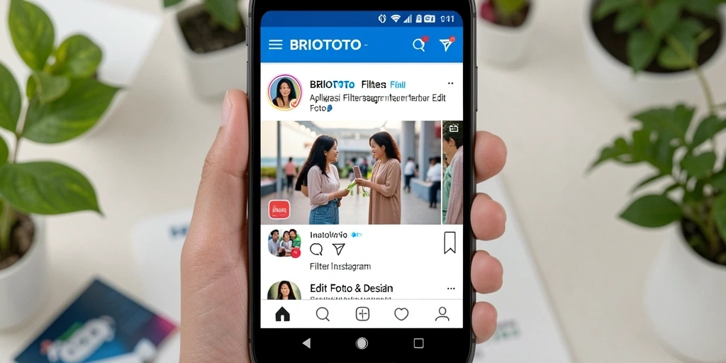 Antarmuka BRIOTOTO menampilkan berbagai filter Instagram yang menarik.