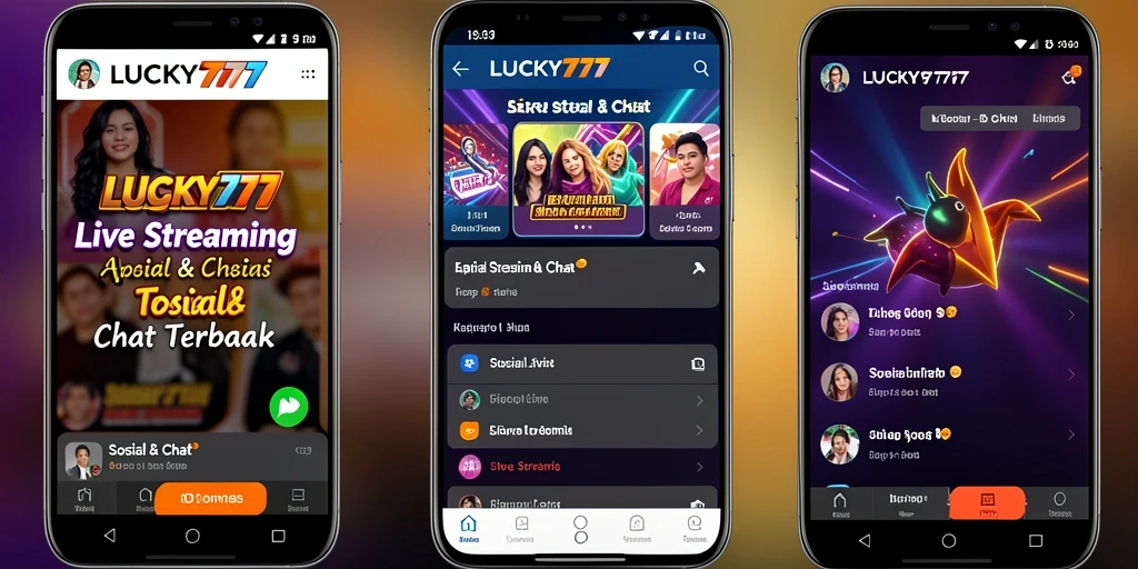 Antarmuka aplikasi LUCKY777 dengan fitur Live Streaming yang menarik.