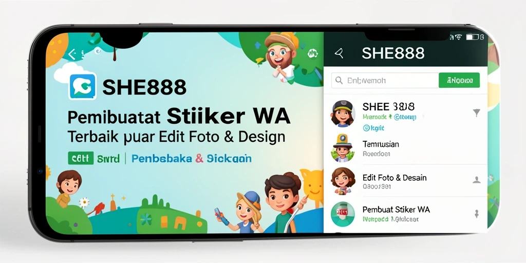 Antarmuka pengguna SHE888 yang ramah dan fungsional untuk membuat stiker.