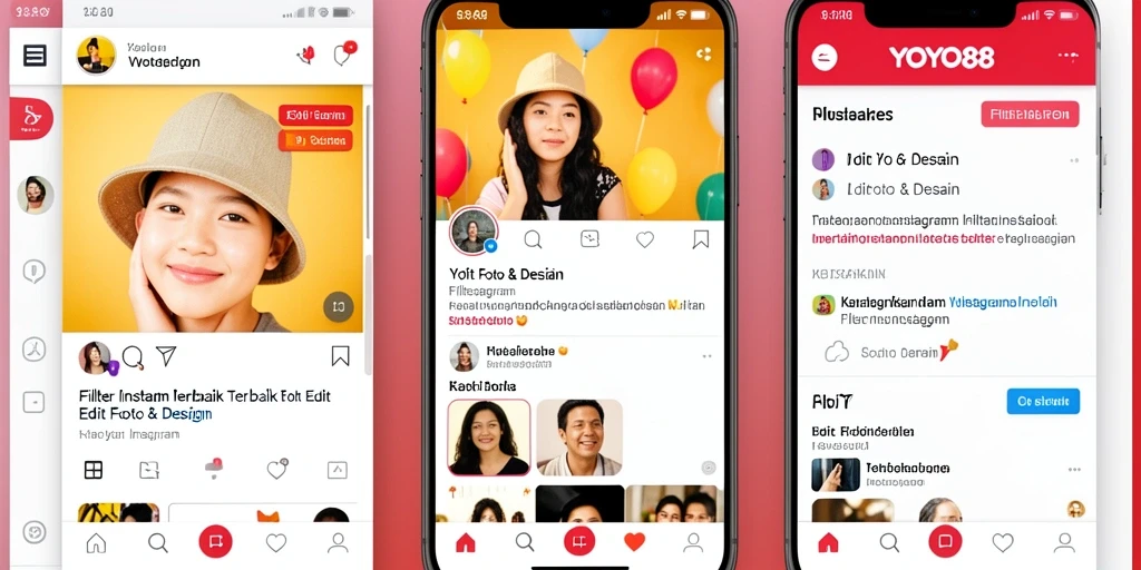 Antarmuka YOYO88 dengan ragam filter Instagram yang menarik.